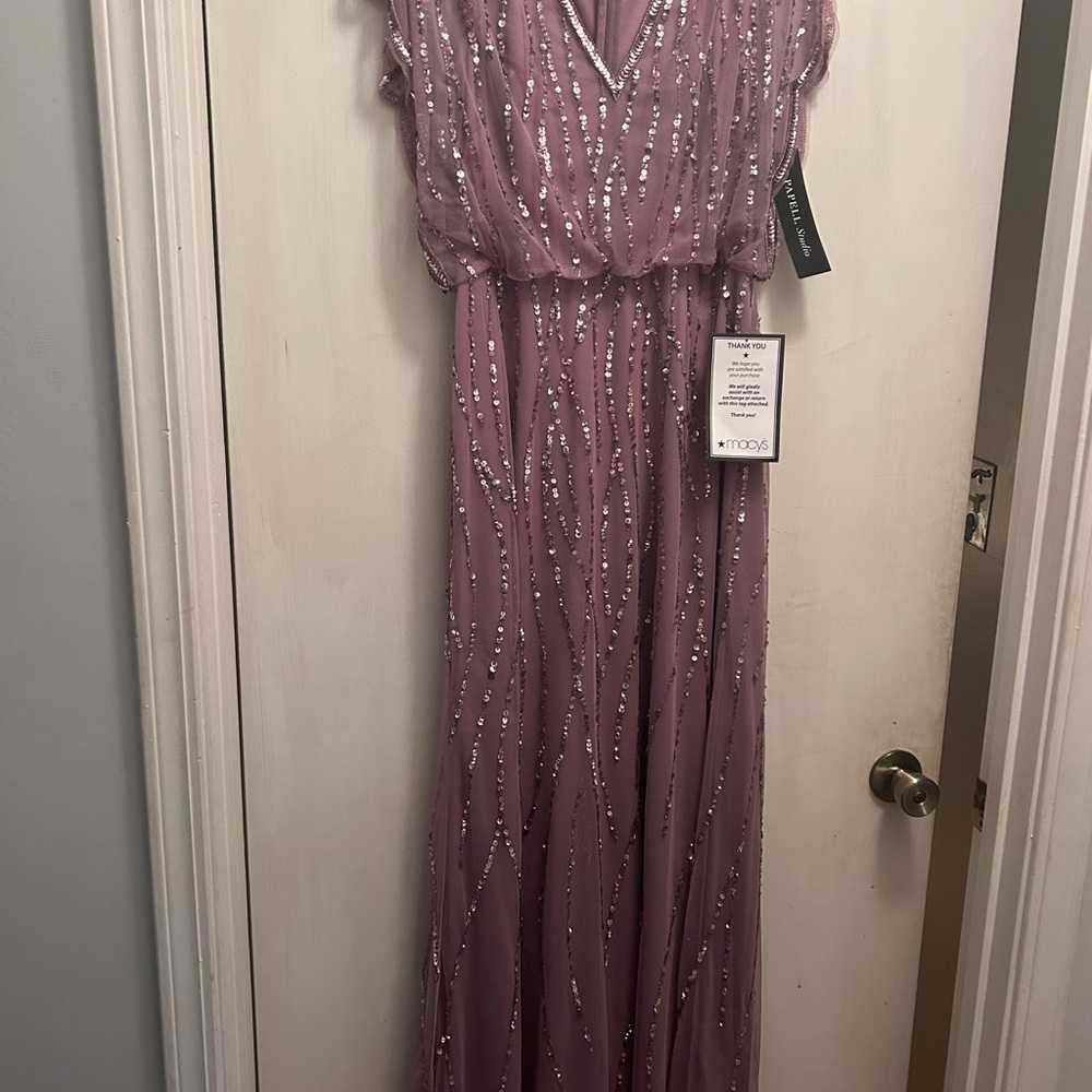 Elegant Mauve Sequin Evening Gown